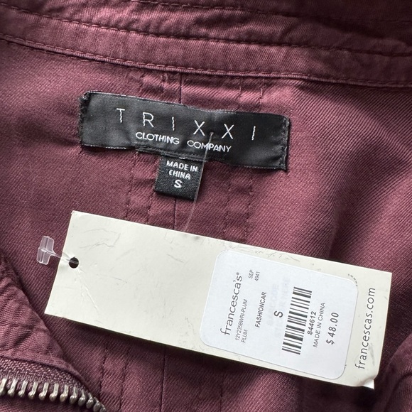 Francesca’s Trixxi Burgundy Zip Shoulder Tab Military Field Jacket - Picture 2 of 5